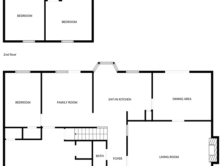 Floor plan for main level and upper level