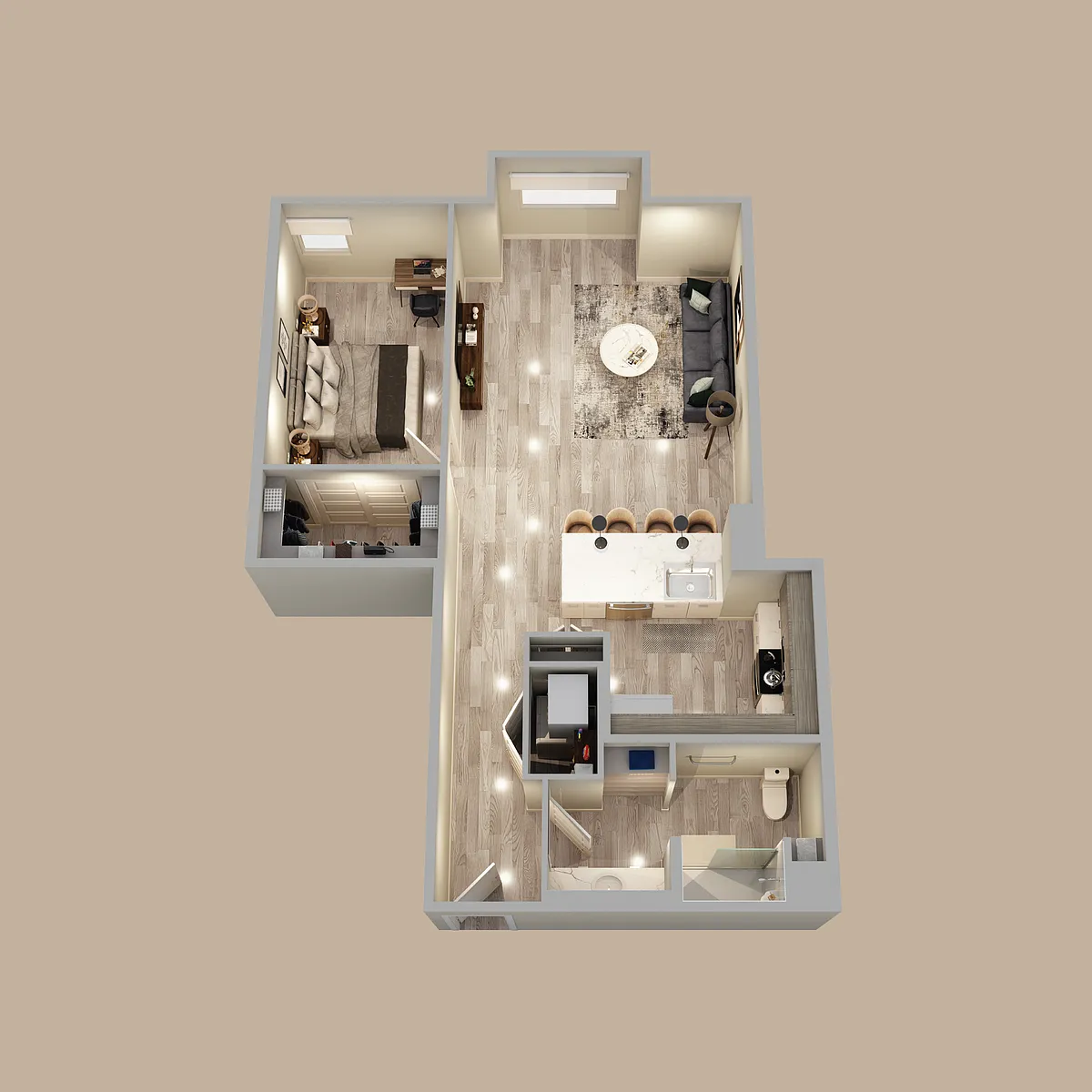 Floor plan 1-Bed 1-Bath