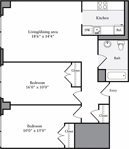 Floor plan The Lofts 2 Bedrooms L