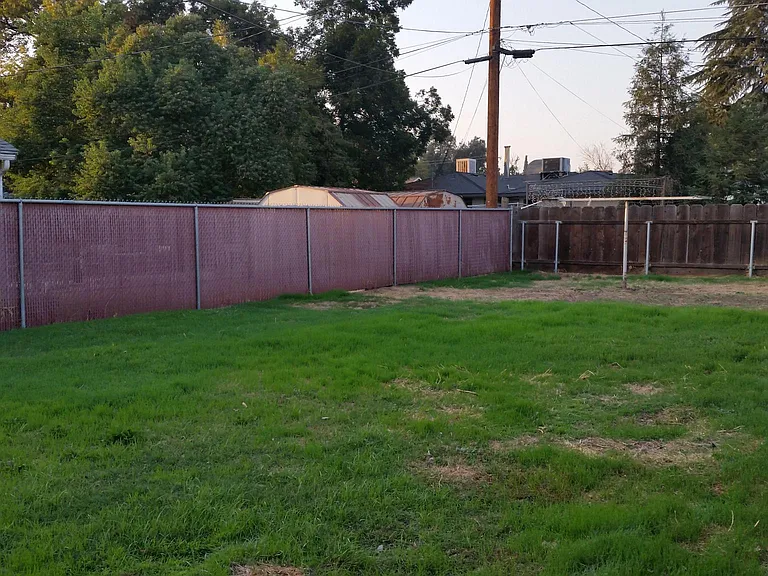 Large fenced backyard