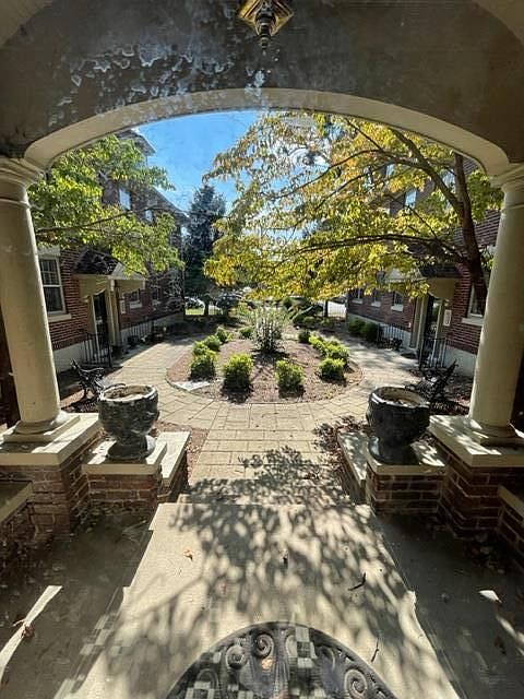 View from front door of building 1113. This is a 12 plex in the shape of a horseshoe.