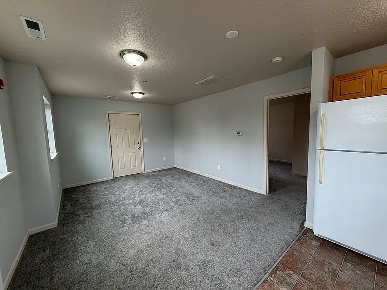 Kitchen looking into living room