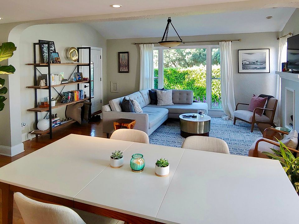View from the kitchen out to the ficus-hedged front yard.