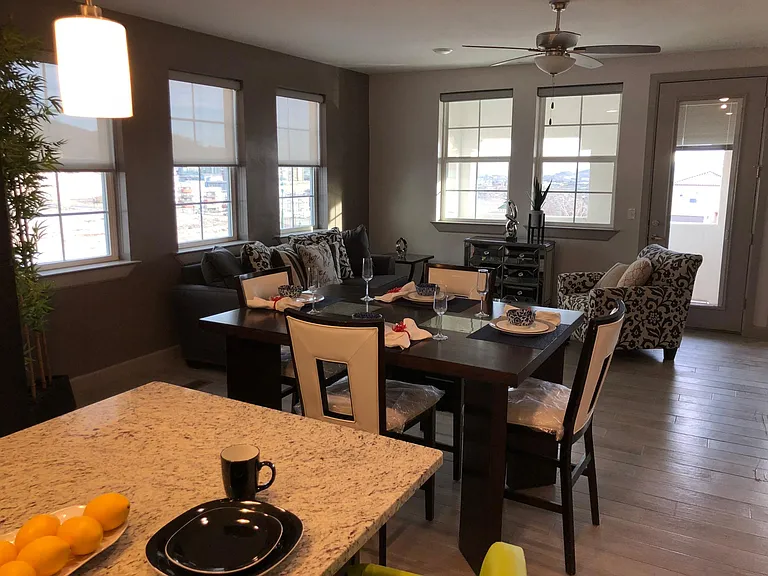 Living room and dining area