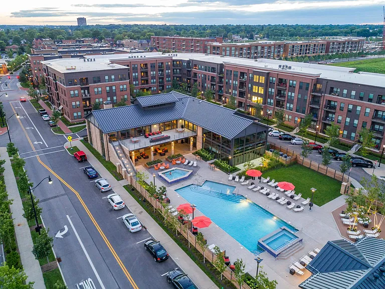 Yard Club pool and hot tub aerial view