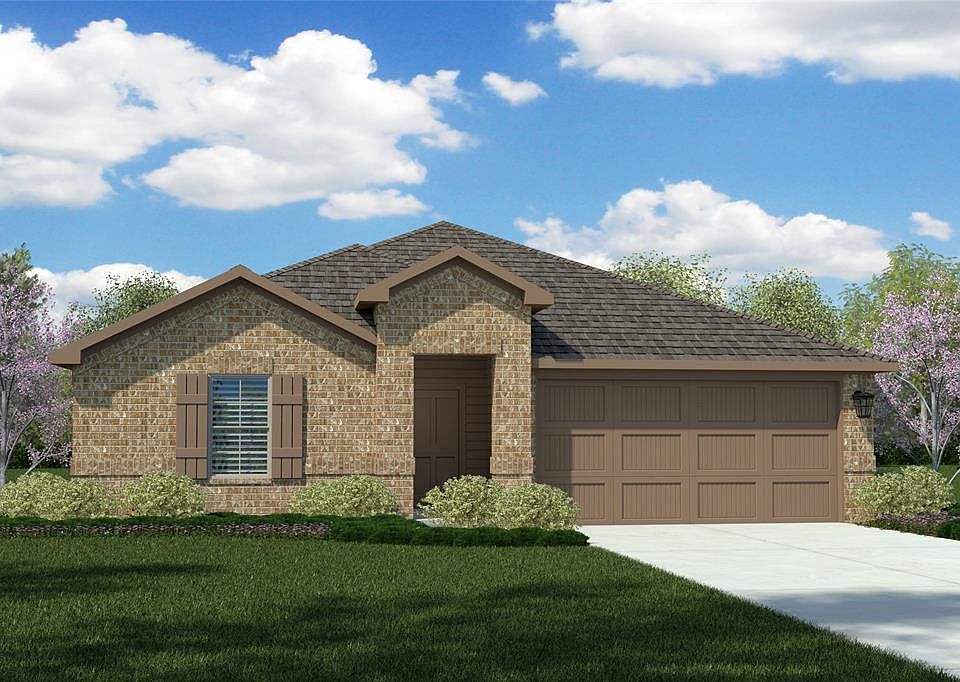 D.R. Horton's Kingston floorplan, elevation A. All Photos shown here may not depict the specified home and features and are included for illustration purposes only. Elevations, exterior/ interior colors, options, available upgrades, and standard features will vary in each community and may change without notice. May include options, elevations, and upgrades (such as patio covers, front porches, stone options, and lot premiums) that require an additional charge. Landscaping and furnishings are dÃ©cor items and are not included in purchase price. Call sales agent for more details.