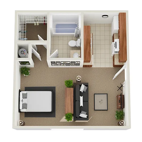 Floor plan 1 Bed Studio