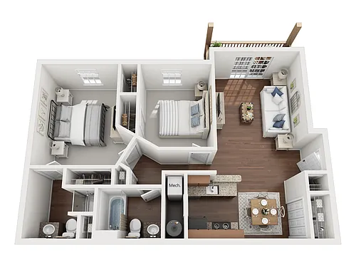 Floor plan Two Bedroom, Two Bath A