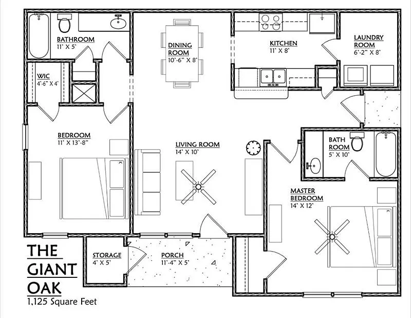 Floor plan B380 - 2 Bedroom, 2 Bathroom