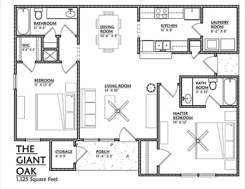 Floor plan B380 - 2 Bedroom, 2 Bathroom