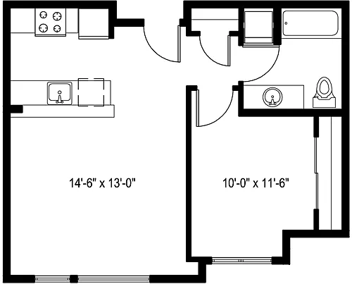 Floor plan 1 Bedroom B