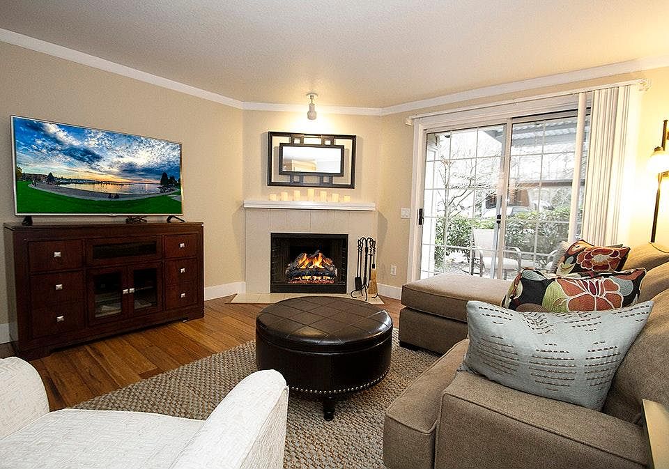 Living room w/Woodburning Fireplace