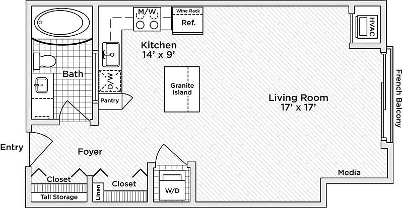 Floor plan Studio - 576sf
