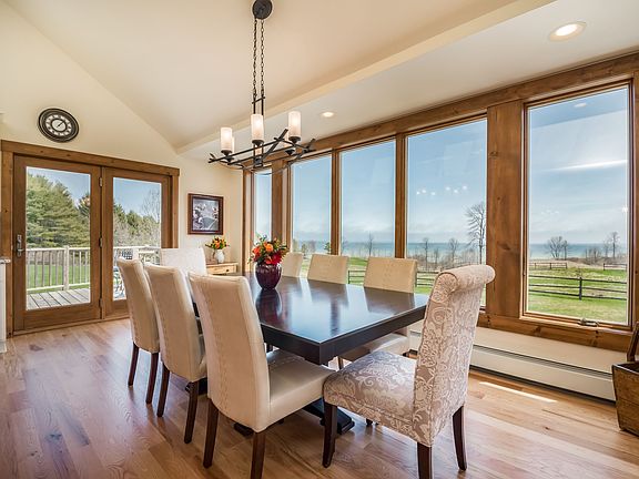 View the lake while dining