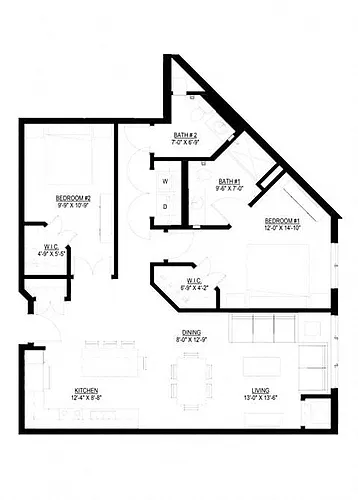 Floor plan Two Bedroom - E