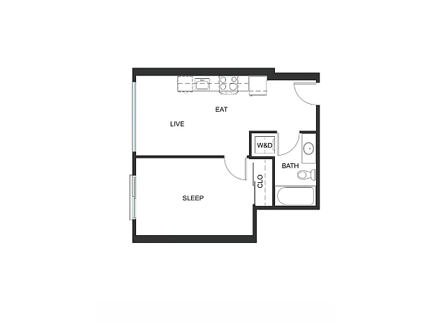Floor plan 1x1 - A12 - Iron Flats