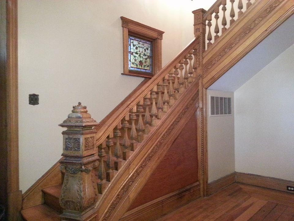 Hand Carved Stairway leading to bedrooms