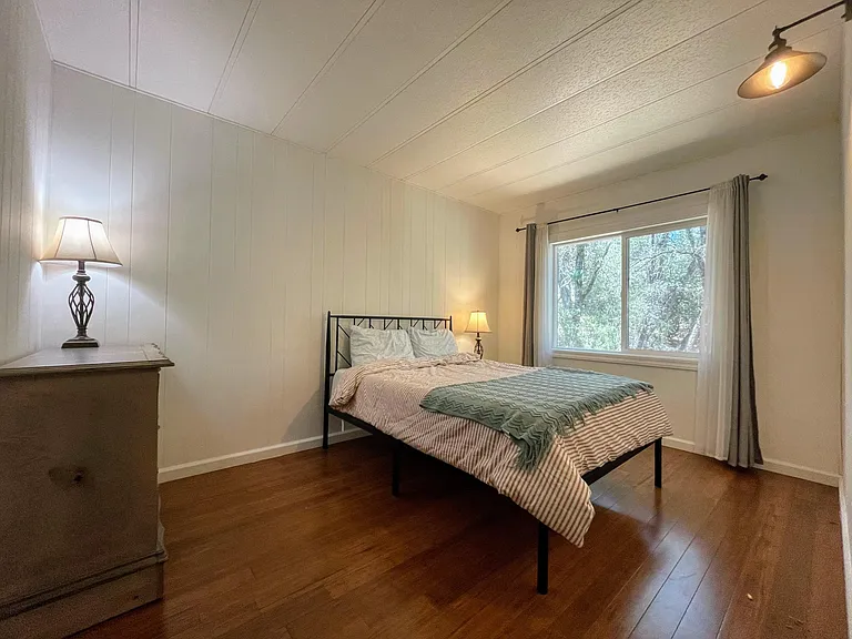 New memory foam mattress, full sized bed, and custom-built dresser.