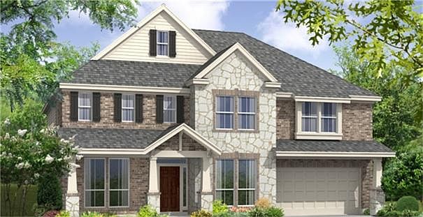 Artist rendering of the same floor plan and model with a different elevation