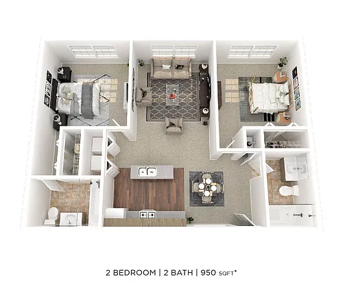 Floor plan Two Bedroom 2 Bath