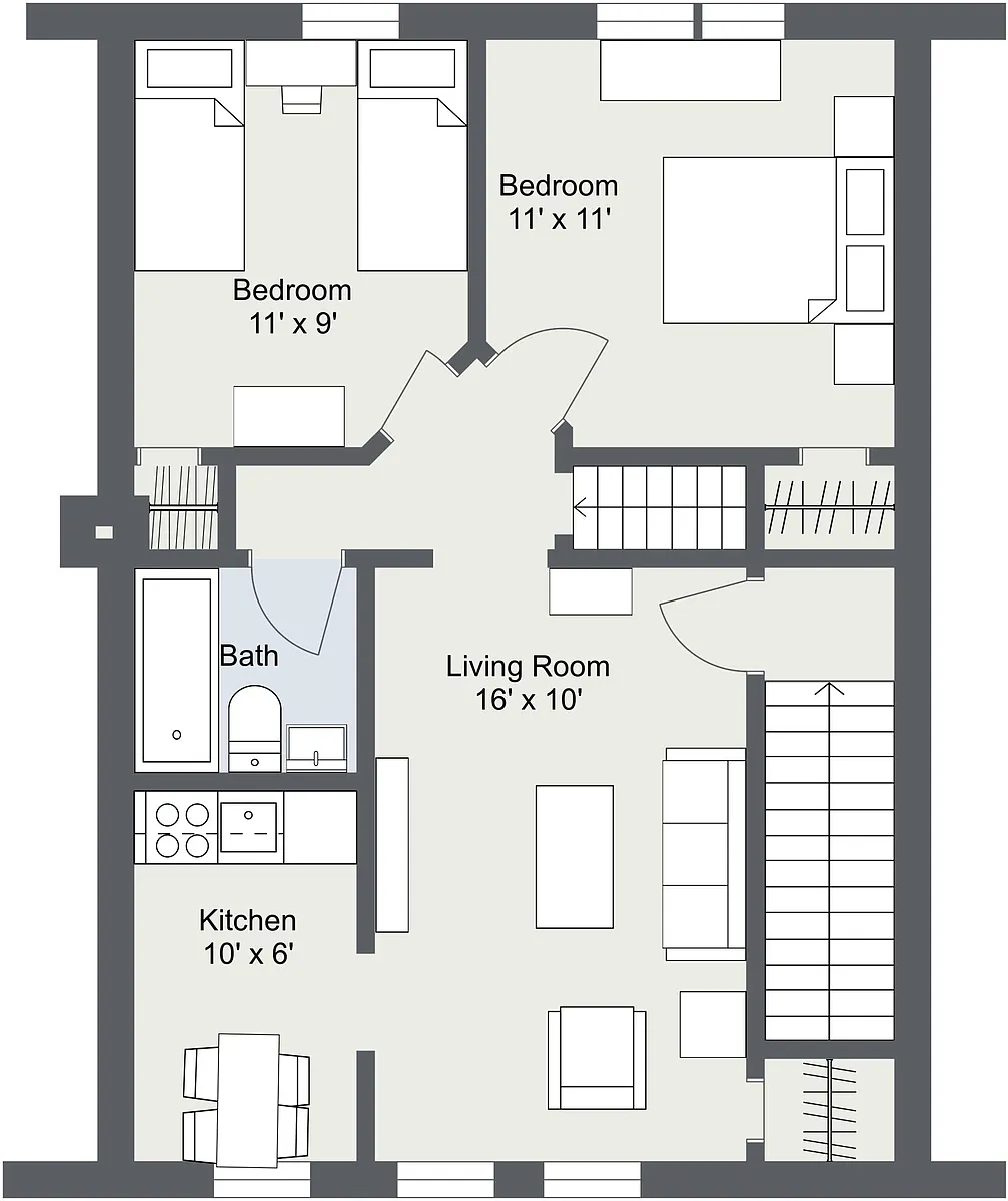 Floor plan Lothian 2 Bed 1 Bath