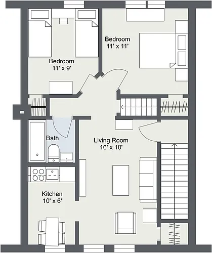 Floor plan Lothian 2 Bed 1 Bath