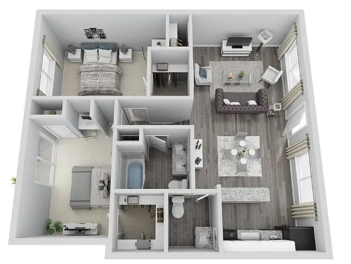 Floor plan 2 Bedroom, 1.5 Bathroom