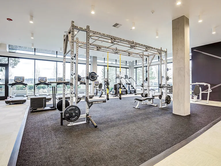 State-of-the-art fitness center featuring Hammer Strength equipment.