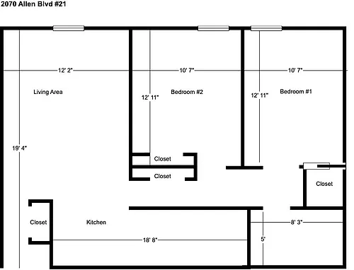 Floor plan 2-Bedroom Second Floor 2070-21