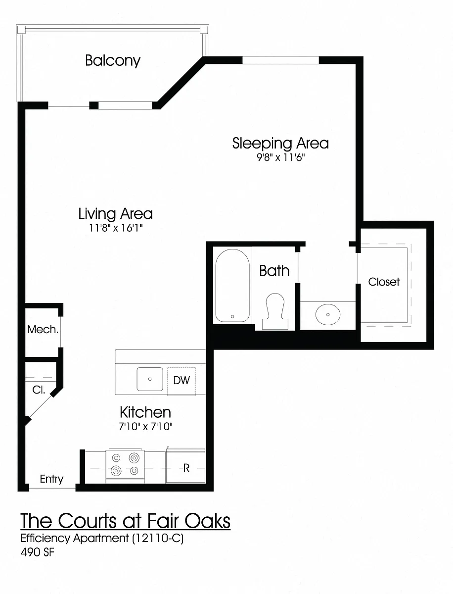 Floor plan Studio 1BA