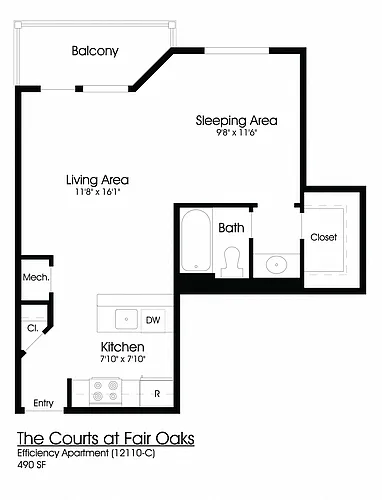 Floor plan Studio 1BA