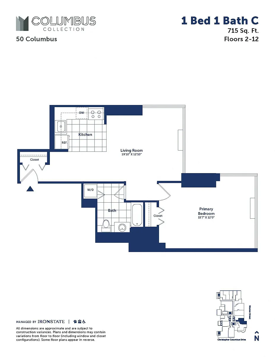 Floor plan 1 Bed 1 Bath C