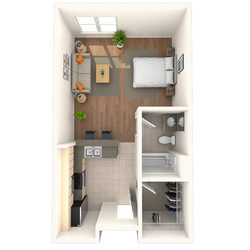 Floor plan Studio 0x1 447-740 SF