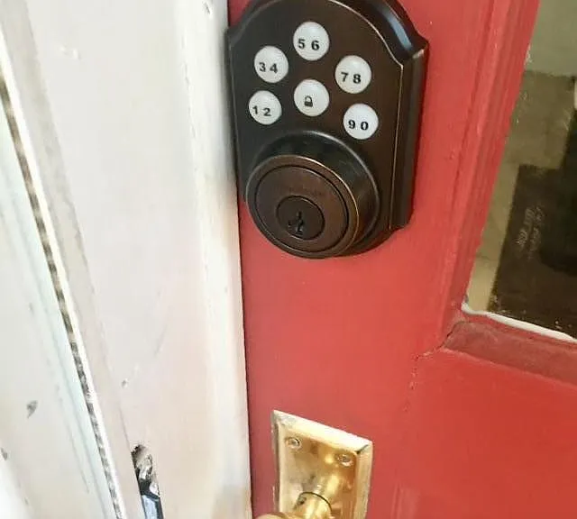 Punch pad, tenant will be provided a key AND can pick their unique code for entry.