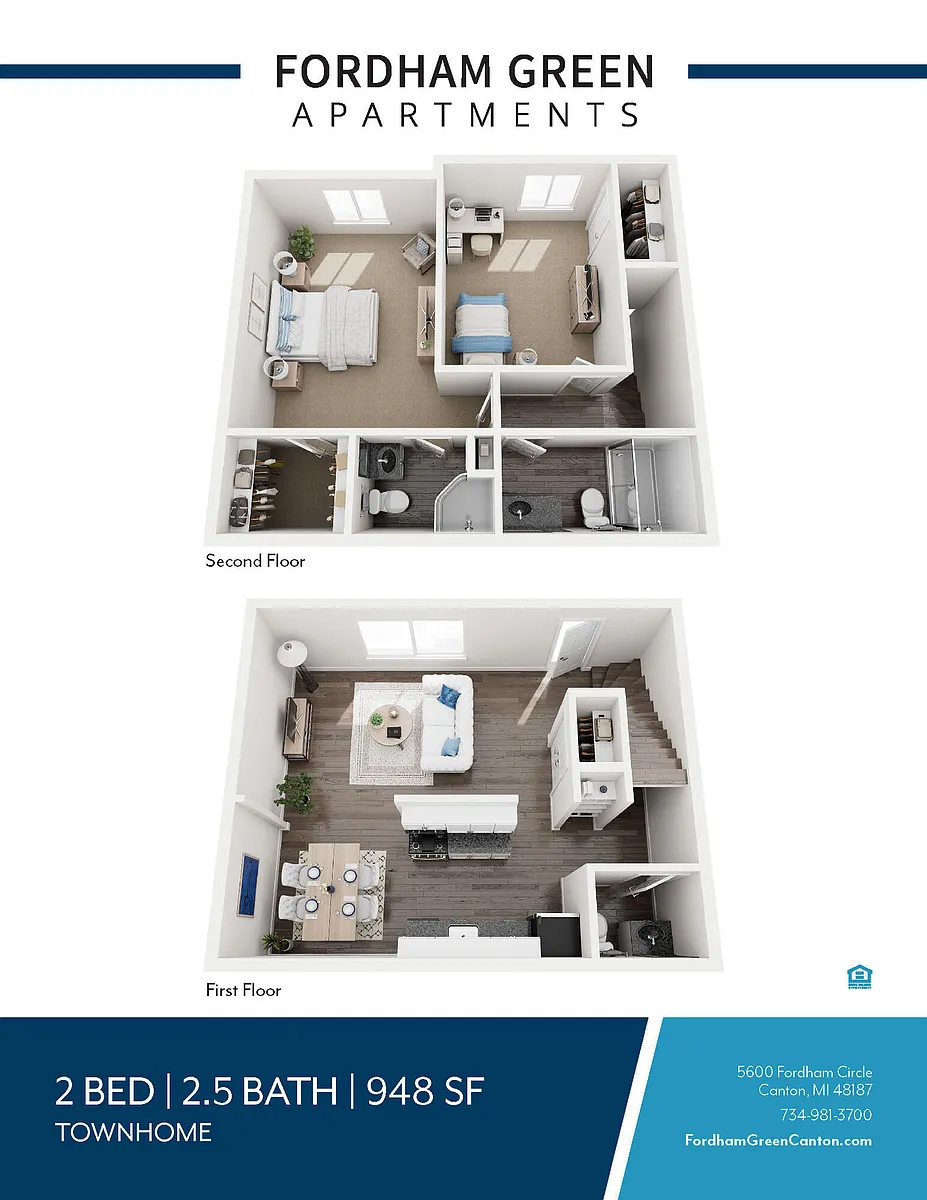 Floor plan 2 BED 2.5BA TWNHOUSE