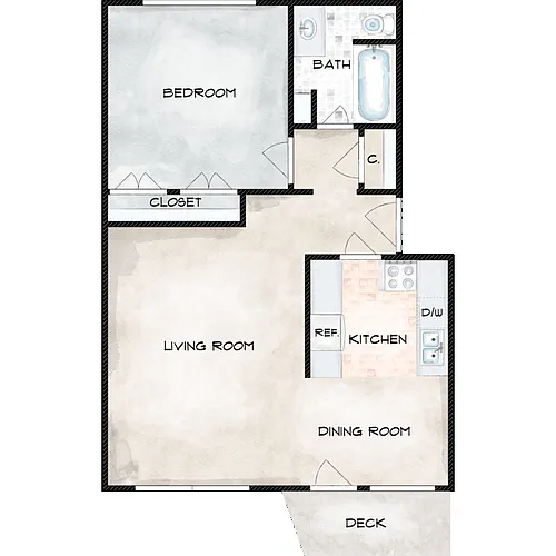 Floor plan 1 Bed 1 Bath A