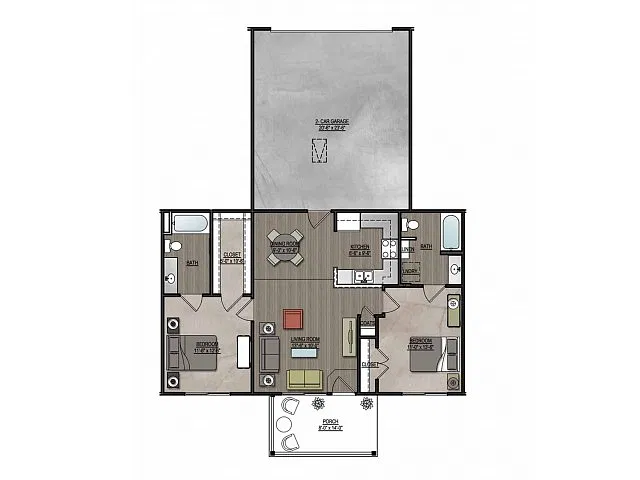 Floor plan Carlyle 2x2