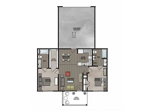 Floor plan Carlyle 2x2