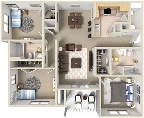 Floor plan C1 3/2 1244 sf
