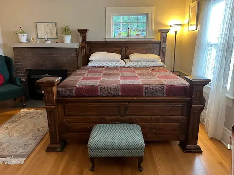 King bed in comfy space with a gas fireplace!