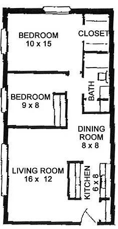 Floor plan 2 Bed 1 Bath