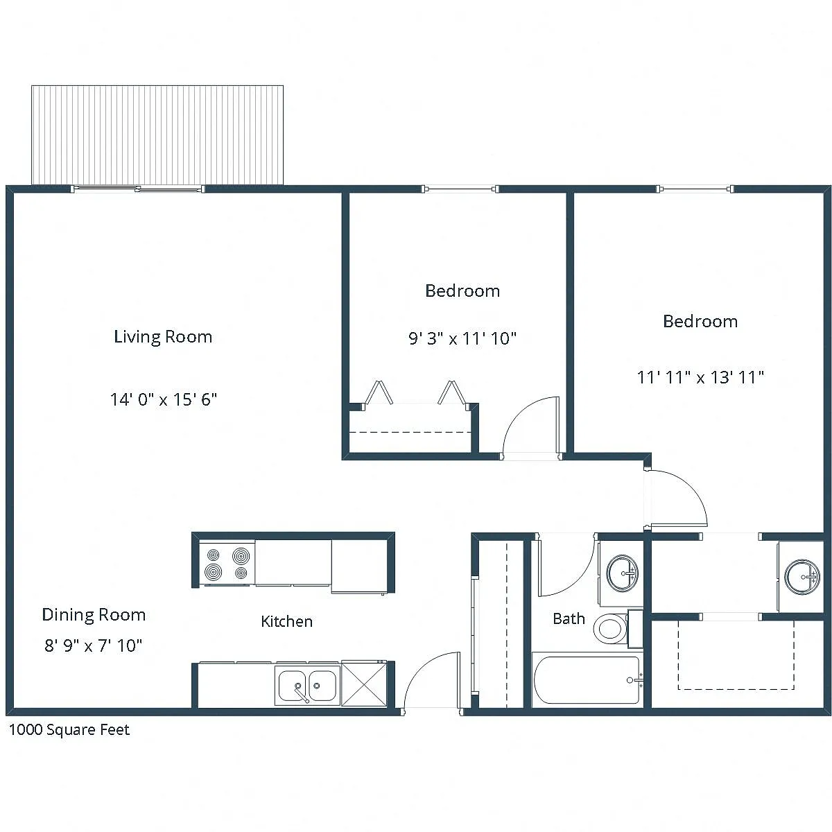 Floor plan Two Bedroom 21C