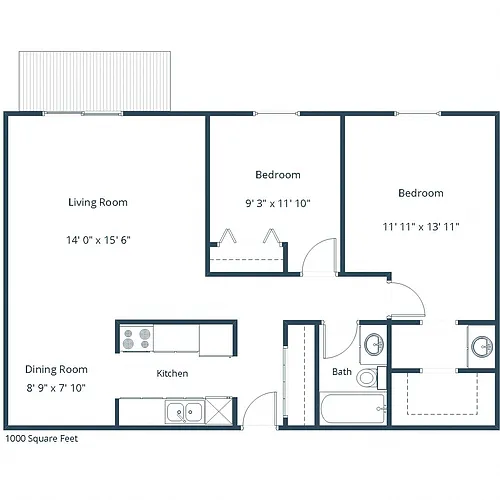 Floor plan Two Bedroom 21C