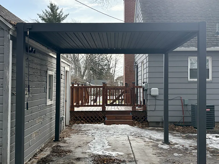 Pergola and patio for an outdoor entertainment space.