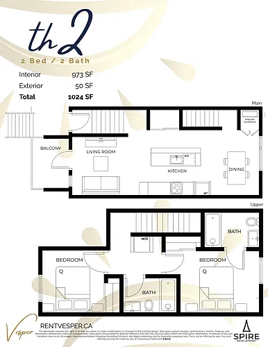 Floor plan 2 Bedroom Townhome (TH2)