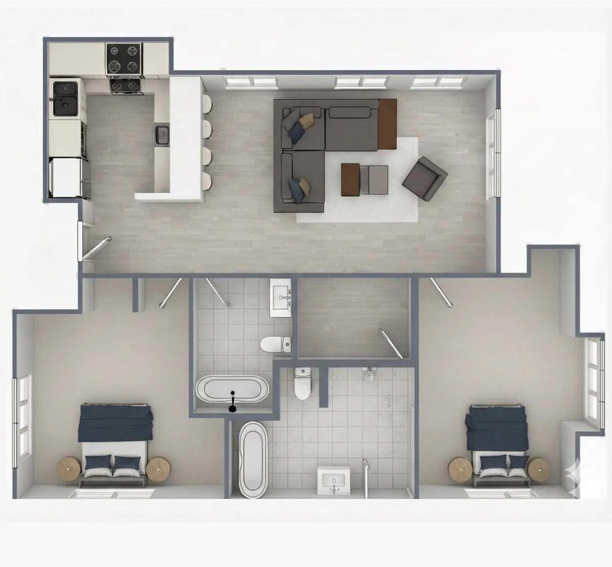 Floor plan Two Bedroom Two Bath