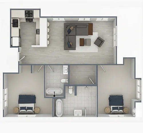 Floor plan Two Bedroom Two Bath