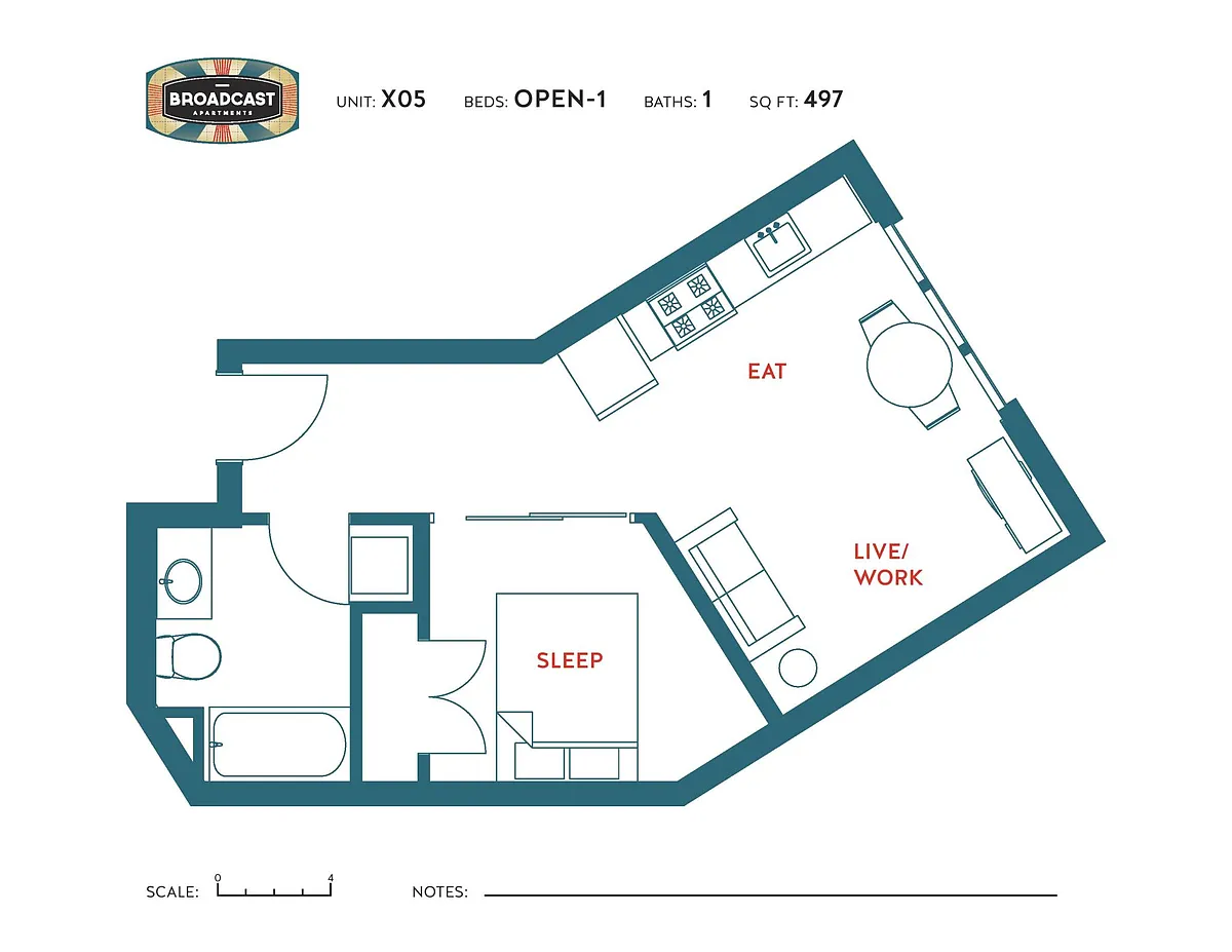Floor plan 1 Bedroom x05