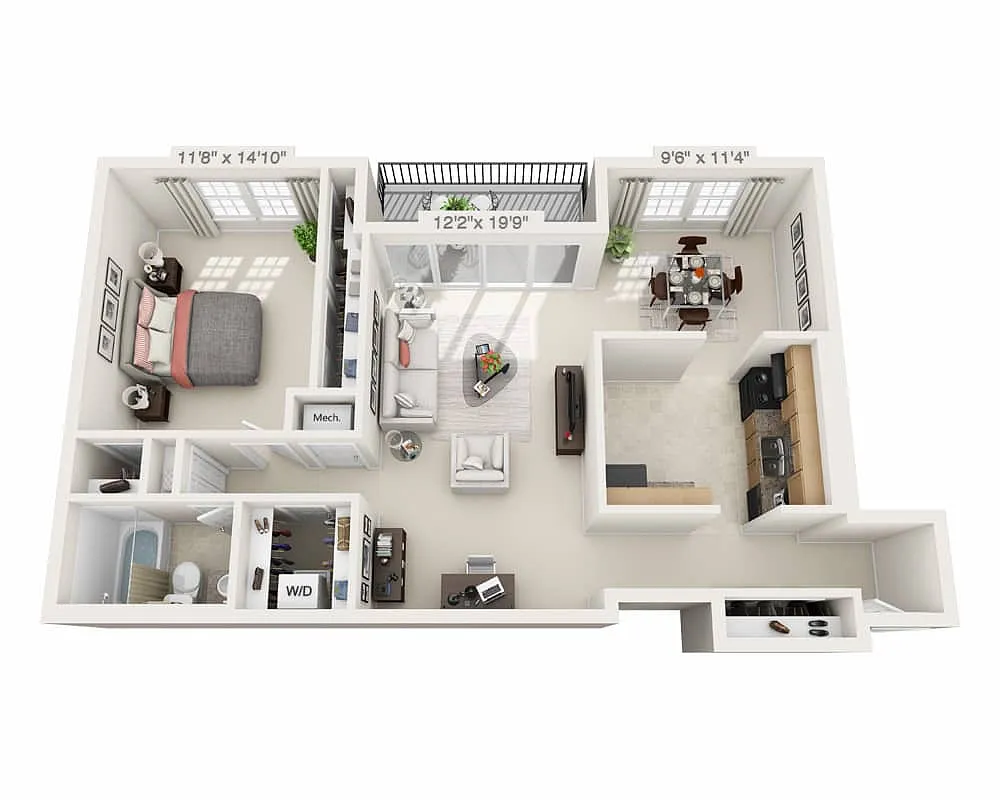 Floor plan One Bedroom A1A