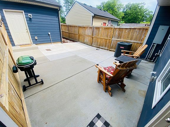 View from the back door facing detached garage